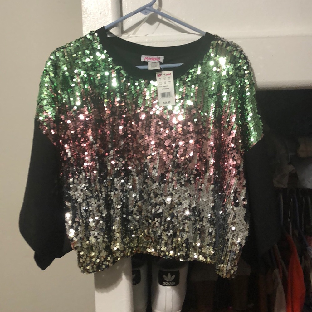 This is a tri-color sequence top ..